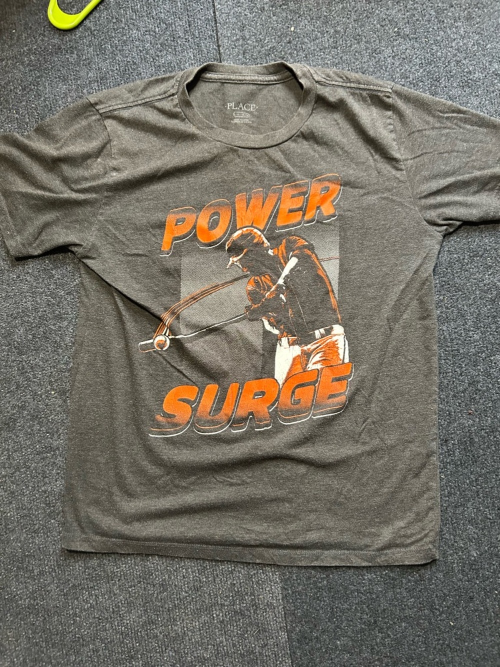 Place Men’s Charcoal Graphic Tee with Orange Print - 'Power Surge'